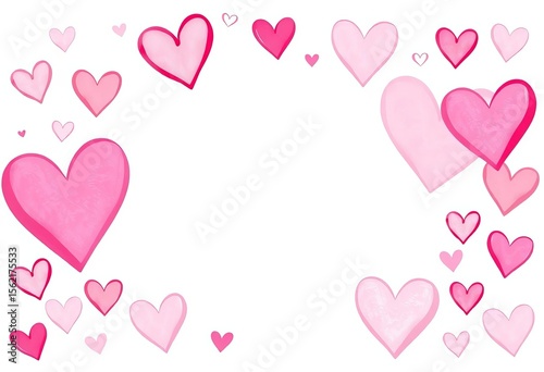 Whimsical hand-drawn heart frames in pastel pink, perfect for Valentine's Day designs,  light pink,   banner