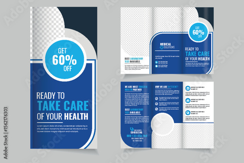 Corporate modern professional hospital medical treatment health care trifold brochure