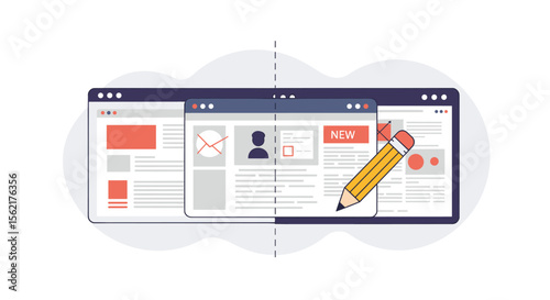 Flat style web design vector illustration for online user interface and content development