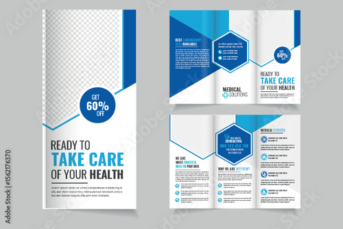 modern professional hospital medical health care trifold brochure layout