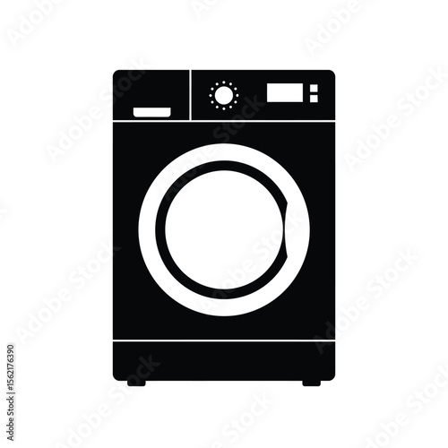 Front-load washing machine vector icon isolated on white, perfect for laundry and household appliance illustrations