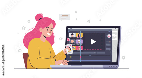 Video editing concept vector illustration for social media and online content creation design