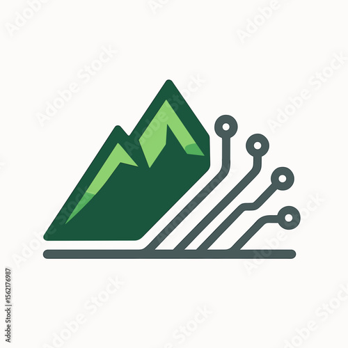 Modern Style Mountain Circuit Board Connection Electronic Engineering Technology Icon