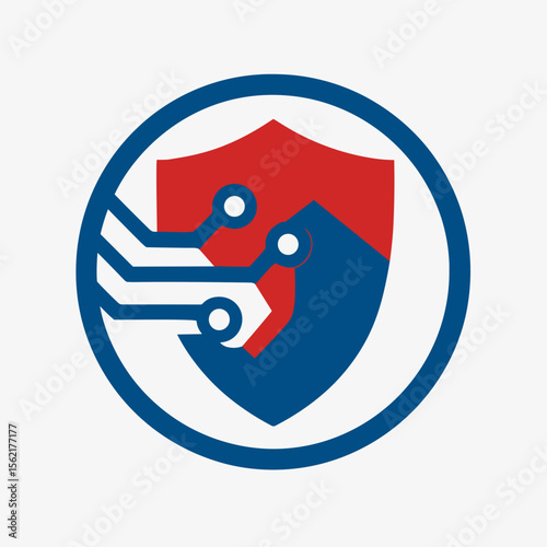 Modern Style Technology Shield Security Guard Protection Emblem Icon