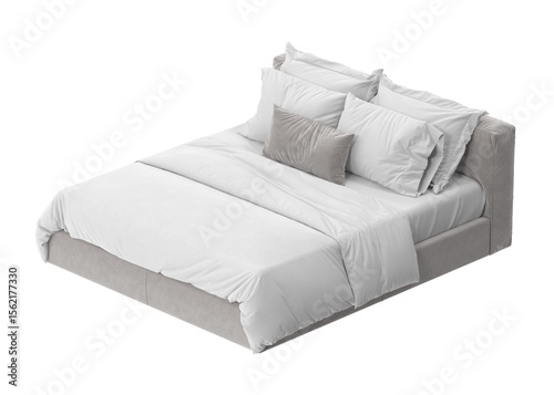 Foto A comfortable bed with pillows and blanket, perfect for relaxation and sleep