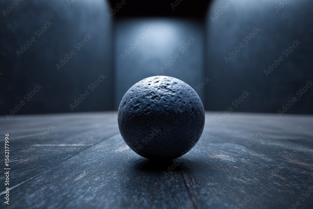 Textured Sphere on Dark Wood Floor Textured Sphere on Dark Wood Floor