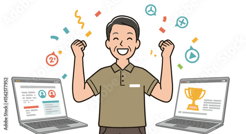 Success and achievement celebration vector illustration for business motivation design