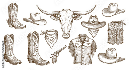 Wild west fashion elements vector illustration for retro design and decor