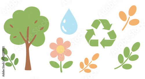 Eco-friendly nature elements vector illustration for sustainable design projects
