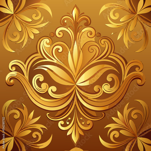 Gold Ornamental Floral Pattern Decorative Background
