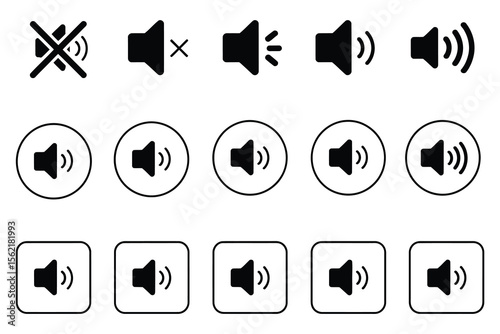 Audio Speaker Icon Set – Volume Max Collection for UI Design

