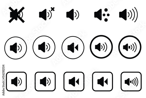 Audio Speaker Icon vector Set, Volume Max Collection for UI Design