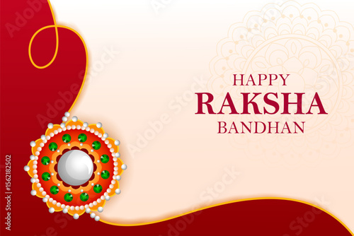 Happy Raksha Bandhan Indian festival celebration greeting background with ornamental Rakhi.