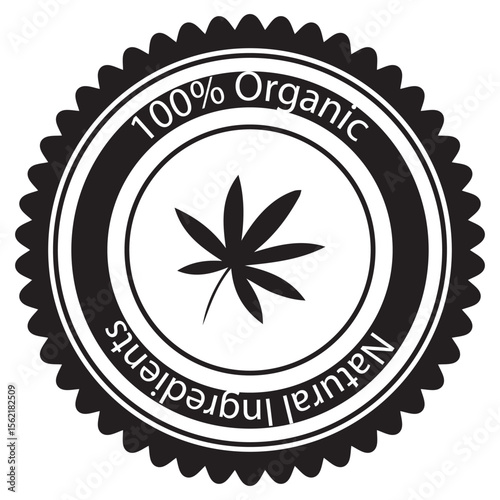 100% Organic Natural Ingredients Cannabis Leaf Badge