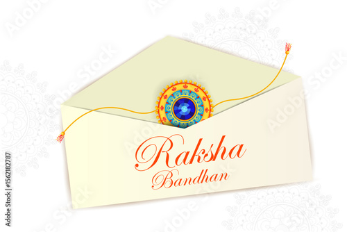 Happy Raksha Bandhan Indian festival celebration greeting background with ornamental Rakhi.