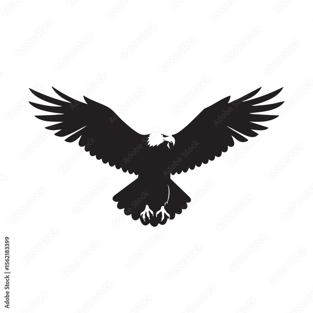 Fototapeta premium Majestic eagle in flight with wings spread wide a powerful silhouette isolated on white background