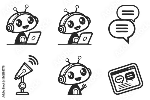 set of funny cartoon android