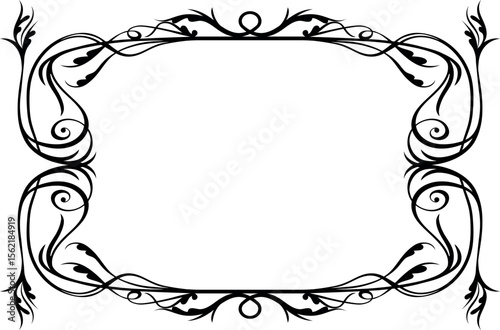 Vintage Vector Frame with Elegant Floral Ornaments and Thin Decorative Lines. Perfect Border Design for Retro Certificate, Menu, or Formal Invitation