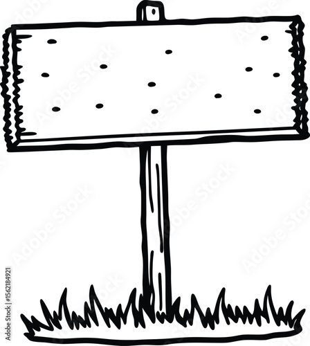 Wooden sign colouring book pages for children and adults Wood signboard vector silhouette