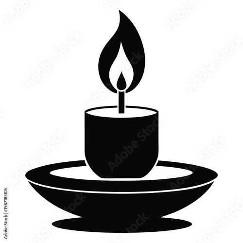 Cozy morning cup of coffee and tea with candle illustration