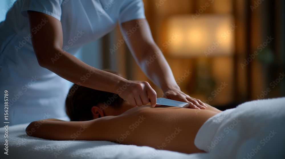 Obraz premium Dermatologist performing a biopsy with scalpels in a clinic environment