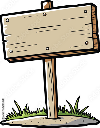 Wooden sign colouring book pages for children and adults Wood signboard vector silhouette