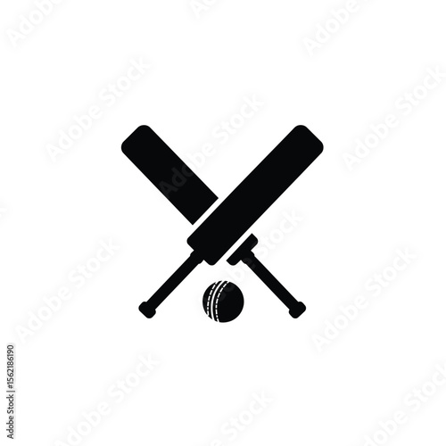 cricket ball and bat set silhouette