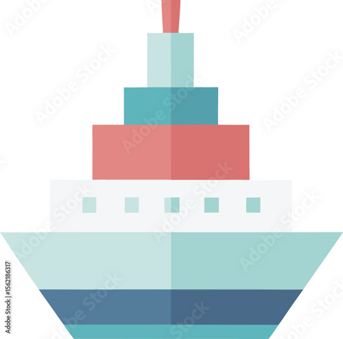 Minimal Cruise Ship – Pastel Line Art for Vacation or Sea Journey