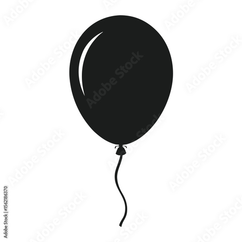 Clean Black Silhouette of a Helium Balloon with a