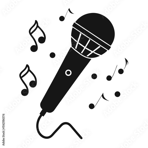 Retro style microphone vector illustration for music and audio design purposes