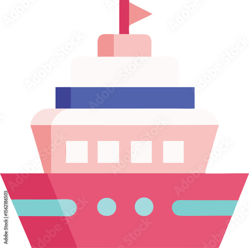 Pastel Cruise Ship Icon – Travel Vector for Holiday or Tourism App