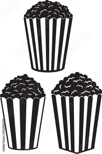 Movie popcorn bucket snack silhouette vector illustration
