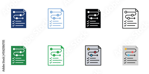 Procedure Icons Set Vector Multiple Style Collection