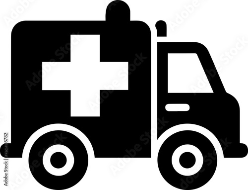 Ambulance Vehicle Icon with Emergency Siren and Medical Cross