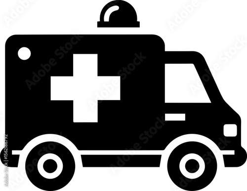 Ambulance Vehicle Icon with Emergency Siren and Medical Cross
