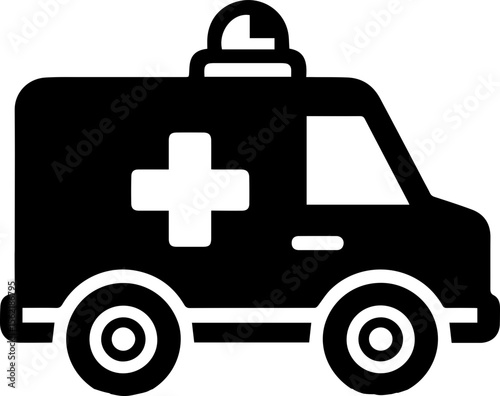 Ambulance Vehicle Icon with Emergency Siren and Medical Cross