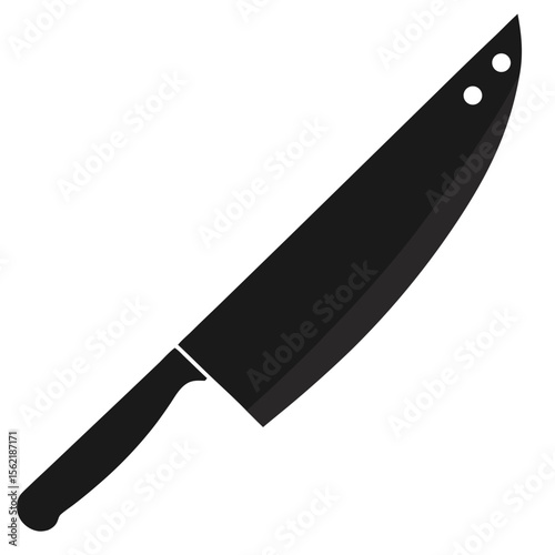 Sharp steel kitchen knife with a black handle, isolated on a white background