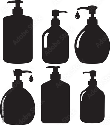 Soap bottle hygiene liquid container silhouette vector illustration