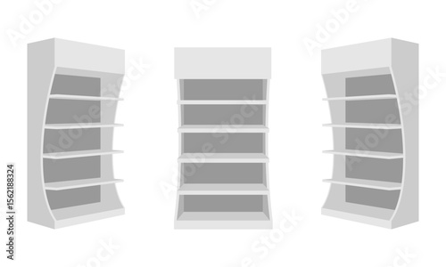 promotional display shelf curved side vector illustration isolated on white background