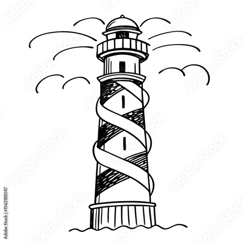 Lighthouse Vector Illustration Nautical Beacon Coastal Design
