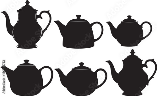 Vintage teapot tea brewing pot silhouette vector illustration