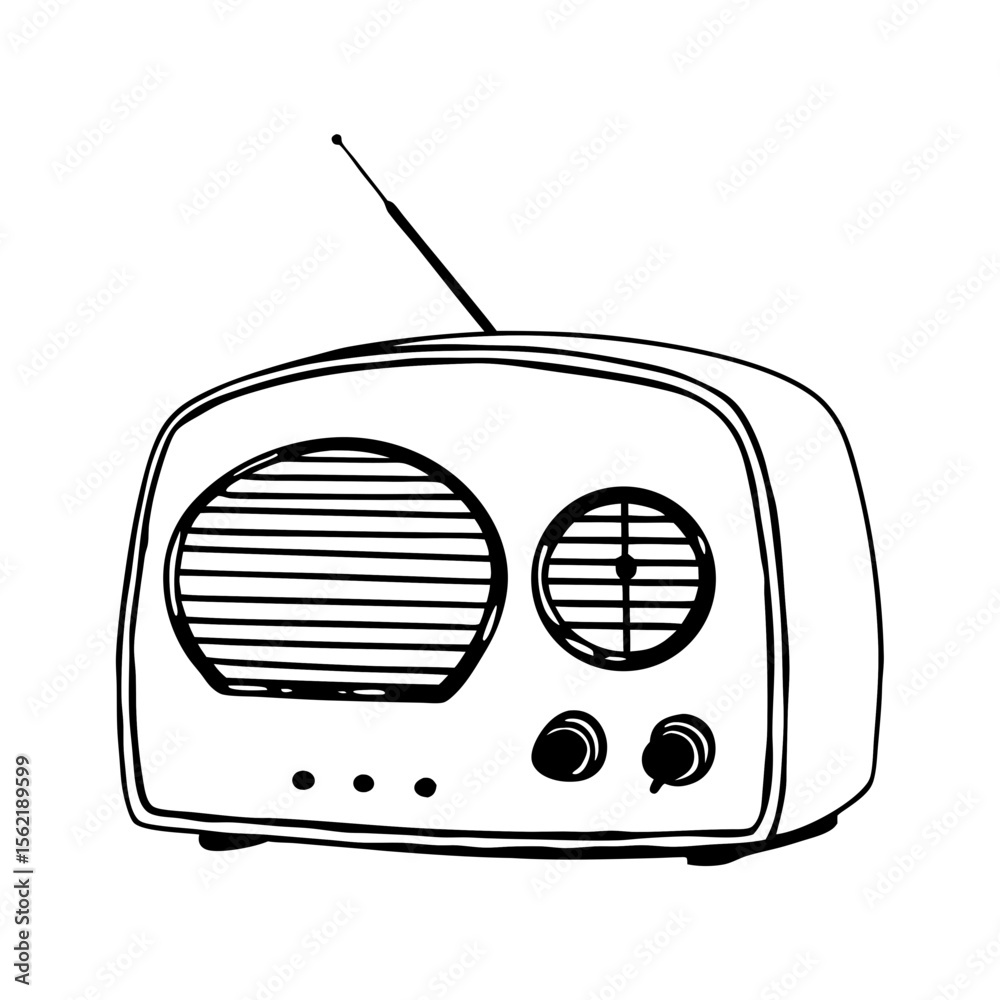 Obraz premium Vintage Radio Vector Illustration Classic Retro Media Design