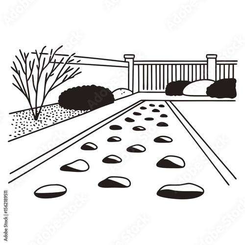 Garden Path Vector Illustration Landscape Design Elements