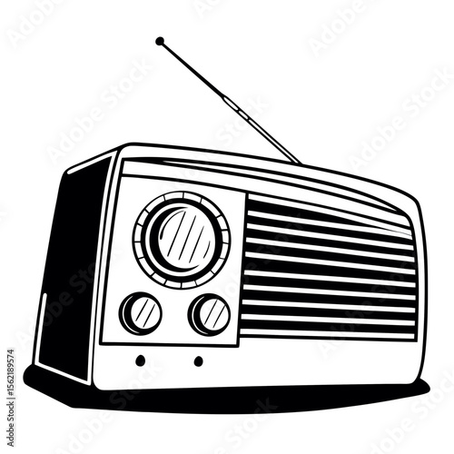 Retro Radio Vector Illustration Vintage Media Icon Design