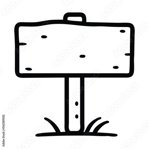 Wooden sign colouring book pages for children and adults Wood signboard vector silhouette