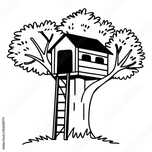 Treehouse Vector Illustration Kids Play Structure Home Design