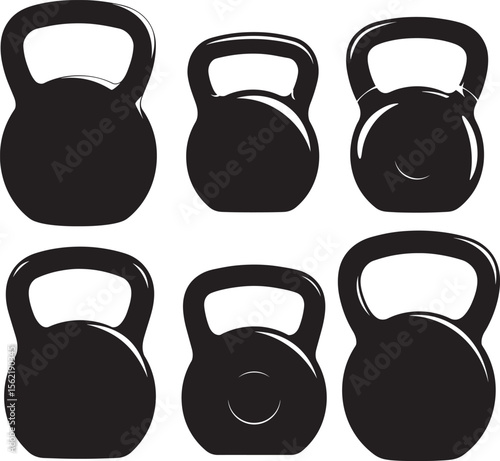 Kettlebell gym workout weight silhouette vector illustration