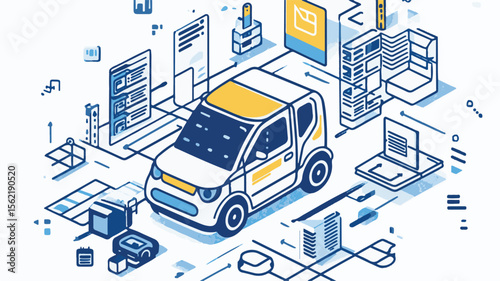 Smart self-driving car transfer of information about its condition: location, Social media, amount of fuel, temperature conditions in the car, automated car, autonomous vehicle,  driverless car.