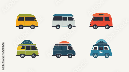 Collection of colorful vintage cars parked side by side on a bright blue background showcasing different designs and styles vector design. colorful cars in variants color vector design.