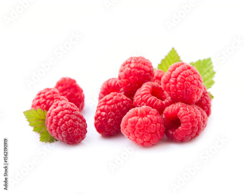 Sweet raspberry with leaves